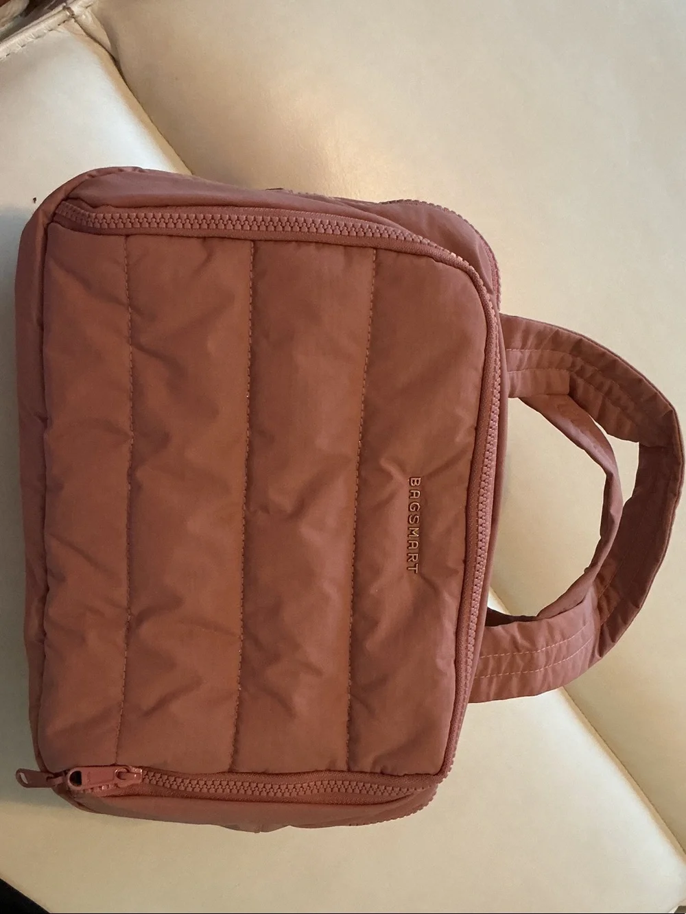 Bagsmart Women’s Quilted Travel Toiletry Bag - Dusty Rose